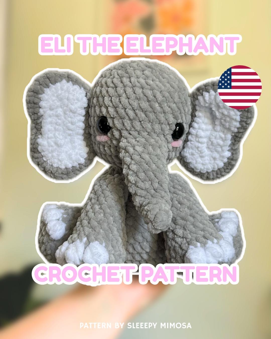 Crochet Low Sew Eli the Elephant- Cute Elephant Pattern- PDF Pattern ...