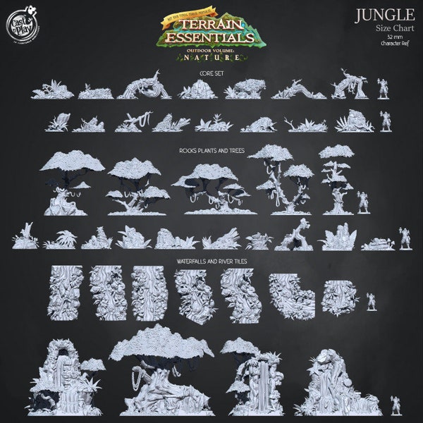 Jungle Terrain Set, DnD Miniature Terrain Set, RPG Miniatures Terrain Pack, Digital Download