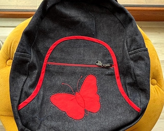 Handmade Denim Backpack, Boho Style Large Bag, Patchwork Bag, Everyday Use, Women's Day Gift, School Bag, Tourist Bag, Vintage Bag, Laptop