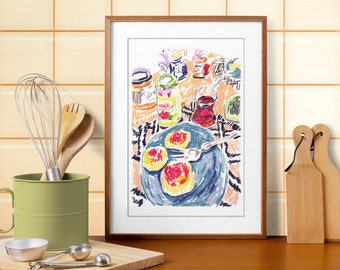 BREAKFAST WITH JAM Colored Pencil Giclée Wall Art Print