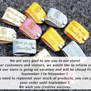 Custom Tags, Faux Leather Labels For Handmade Items, Personalized leather labels, Tags For Knitted Hats, Knitting Tags