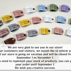 Custom Tags, Faux Leather Labels For Handmade Items, Personalized leather labels, Tags For Knitted Hats, Knitting Tags