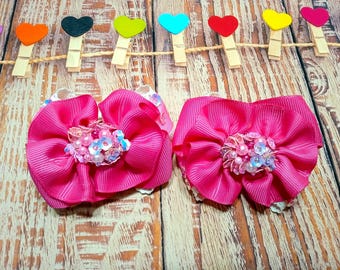 Pigtail bow set: handmade bows for girl