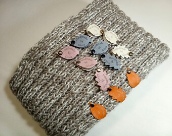 Personalized Faux Leather Knitting Tags: Leaf Shape, Custom Labels