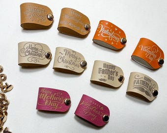 Personalized Faux Leather Holiday Tags: Knitting & Crochet Labels