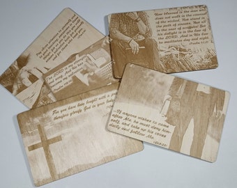 Karten auf Holz, Lasergravur auf Holz, Weihnachtsgeschenk, Bibelverskunst, christliches Souvenir