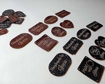 Custom Faux Leather Sew-On Tags: Handmade Item Labels