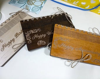 Engraved Wood Money Envelope, Wedding Gift
