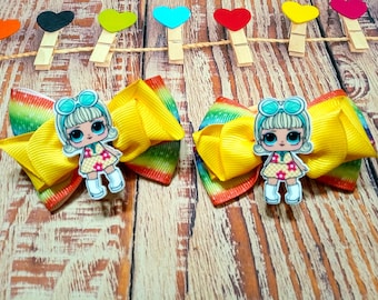Pigtail bow set: handmade bows for girl