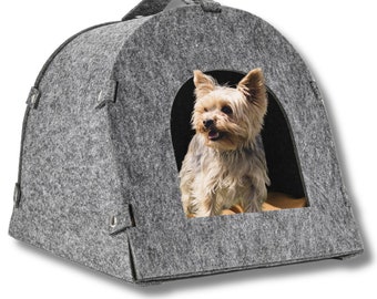 Dog house made of felt, dog cave with soft cushion for indoors, dog tent, small dogs, indoor cat house for cats, portable cat cave