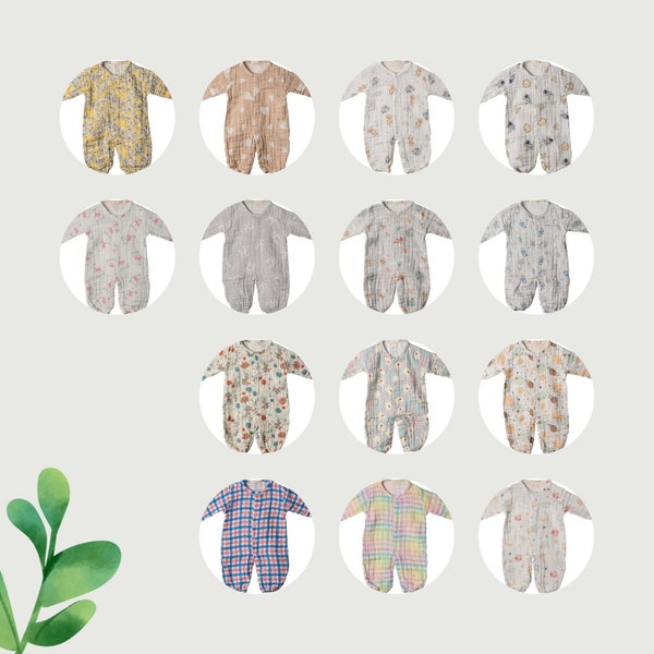 Organic Muslin Baby Rompers - Natural Cotton Toddler Rompers | Newborn Baby Boy Girl Rompers Bodysuit Jumpsuit Playsuit | Baby Gift Rompers