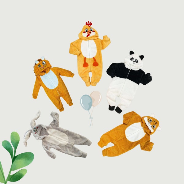 Unisex Baby and Kid Animal Romper - Organic Cotton Long Sleeve Baby and Kid Gift | Baby Animal Rompers | Kid Animal Romper | Animal Jumpsuit