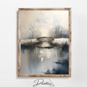Bridge Wall Art DIGITAL DOWNLOAD Country Bridge Painting Wooden Bridge Painting Garden Bridge Art Print Winter Bridge Artwork