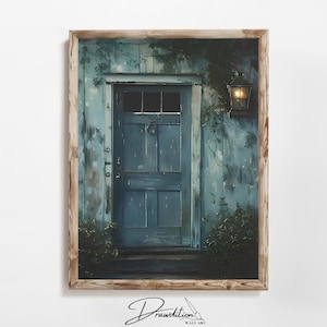 Cottage Tür Wand Kunst DIGITAL DOWNLOAD Blaue Landtür Gemälde Bauernhaus Tür Drucke Tür Poster Tür Kunstwerk Tür Kunst Dekor