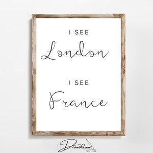 I See London I See France Wall Art Digital Download Funny Bathroom Wall Art Funny Toilet Print Minimalist Bathroom Artwork Powder Room Art