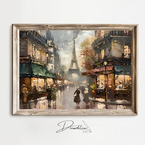 Paris Wall Art DIGITAL DOWNLOAD Paris Cityscape Artwork Autumn Paris Painting Elegant Eiffel Tower Painting Paris Art Decor Paris Print