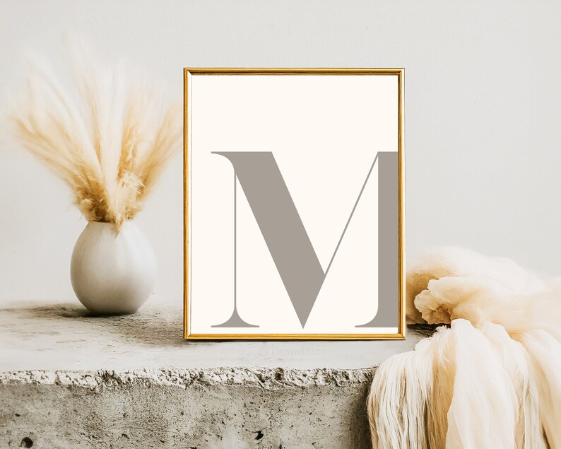 Letter M Wall Art DIGITAL DOWNLOAD Preppy Room Decor M Initial Poster
