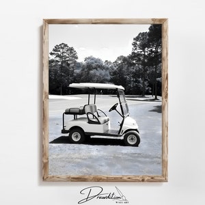 Golf Cart Wall Art DIGITAL DOWNLOAD Golf Printable Art Golf Art Golf Wall Art Golfer's Art Golfing Decor Black and White Golf Art Minimalist