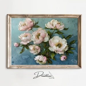 Pink and White Peonies Art DIGITAL DOWNLOAD Pink White Peonies Wall Art Peony Art Peonies Print Botanical Poster Flower Art Floral Print