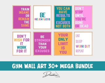 Gym Wall Art Mega Bundle DIGITAL DOWNLOAD Set of 30 Printable Home Gym Decor Motivational Poster Retro Gym Wall Art Gym Artwork Fitness Art