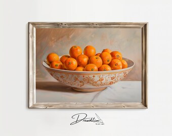 Orange Wall Art DIGITAL DOWNLOAD Still Life Painting Still Life Oranges Art Bowl of Oranges Art Orange Artwork Orange Print Fruit Art