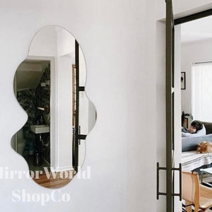 Curvy Wall Mirror, Wavy Frameless Mirror, Full Length Mirror Squiggle Mirror, Asymmetrical Mirror, Irregular Asymmetric Mirror, Small Mirror
