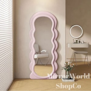 Full Length Mirror, Asymmetrical Wavy Mirror, Full Body Irregular Mirror, Floor Mirror Bedroom, Squiggle Mirror, Asymmetric Mirror Bedroom