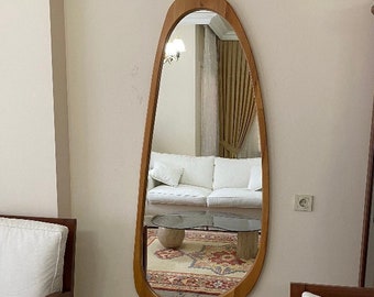 Walnut Wood Mirror, Oak Wall Mirror, Asymmetrical Mirror, Irregular Mirror, Black Wall Mirror, Solid Wood Framed Mirror, Asymmetric Mirror