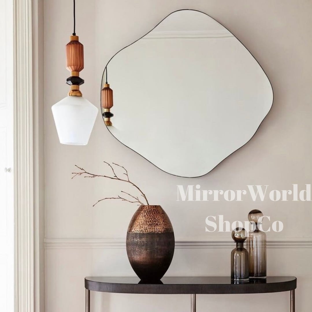 Curvy Wall Mirror, Wavy Frameless Mirror, Squiggle Mirror, Asymmetrical ...