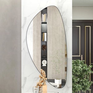 Large Wall Mirror, Pond Wall Mirror, Asymmetrical Mirror, Irregular Asymmetric Mirror, Curvy Mirror, Wavy Framed Mirror, Squiggle Mirror