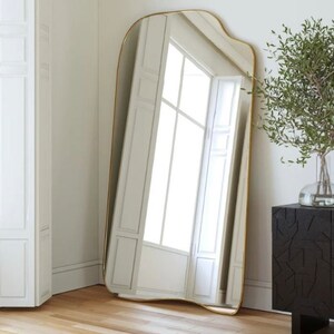 Full Body Mirror, Irregular Mirror, Metal Floor Mirror, Full Length Mirror, Framed Asymmetrical Mirror, Tall Bedroom Mirror