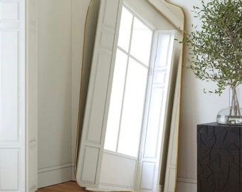 Full Body Mirror, Irregular Mirror, Metal Floor Mirror, Full Length Mirror, Framed Asymmetrical Mirror, Tall Bedroom Mirror