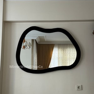 Curvy Mirror, Wavy Framed Mirror, Squiggle Mirror, Asymmetrical Mirror, Irregular Asymmetric Mirror, Large Wall Mirror, Pond Wall Mirror