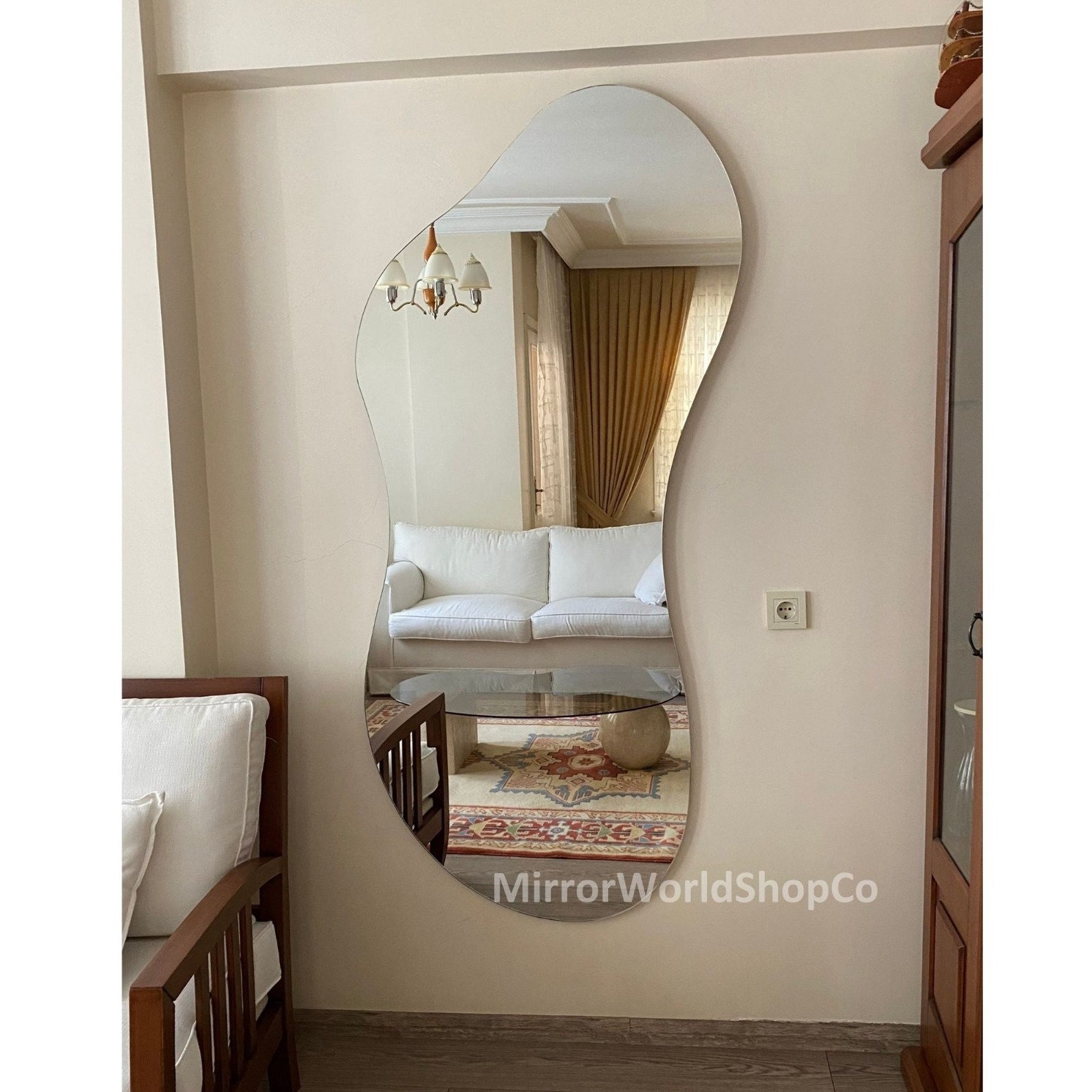 Wavy Wall Mirror, Full Length Mirror, Full Body Irregular Mirror ...