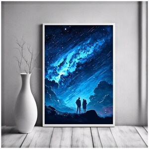 Impresión digital de arte de pared minimalista moderno STARGAZERS / Descarga instantánea / Decoración inspirada en la naturaleza