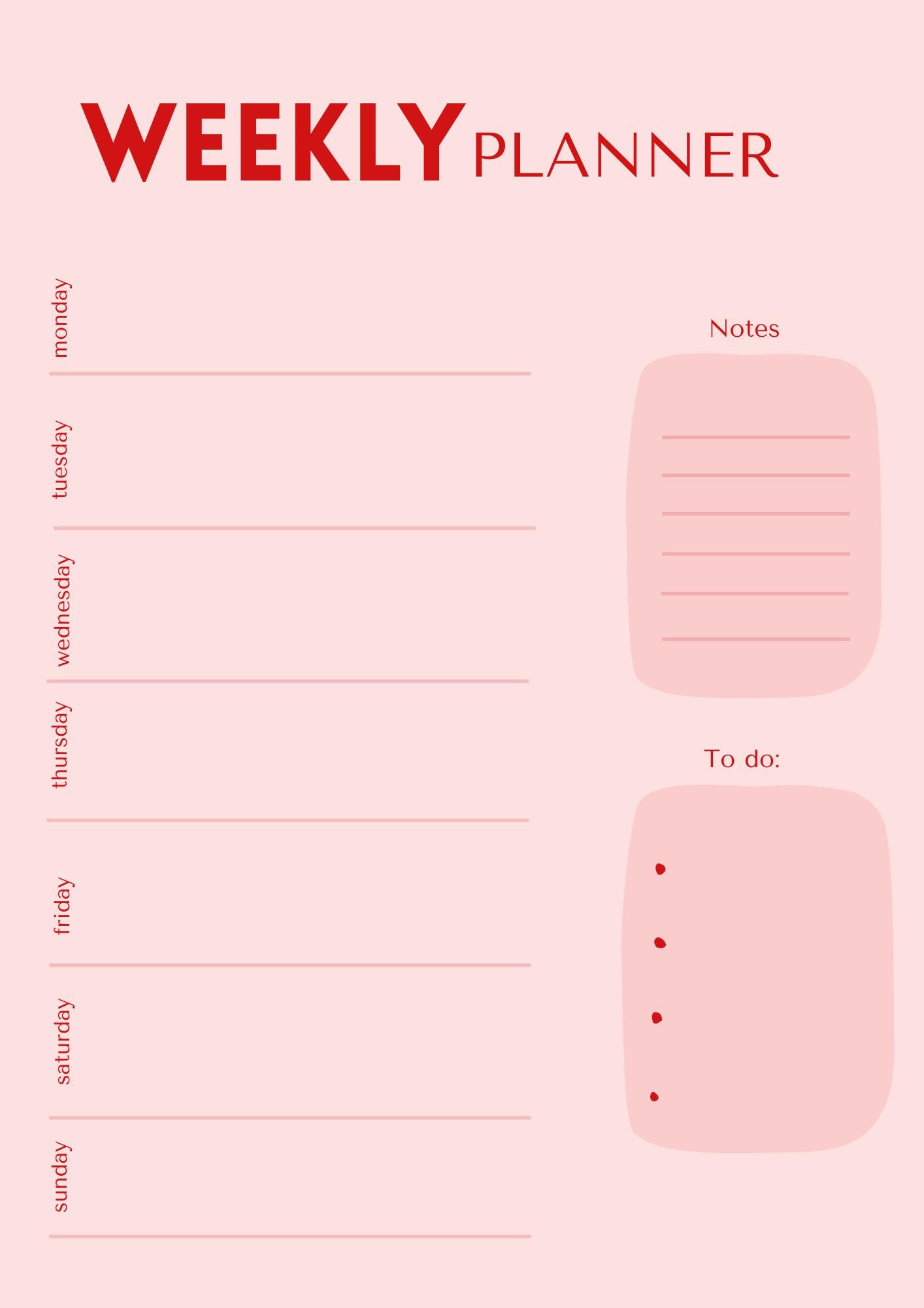 Weekly Planner Printable PDF | Minimal Schedule|to Do List Planner ...