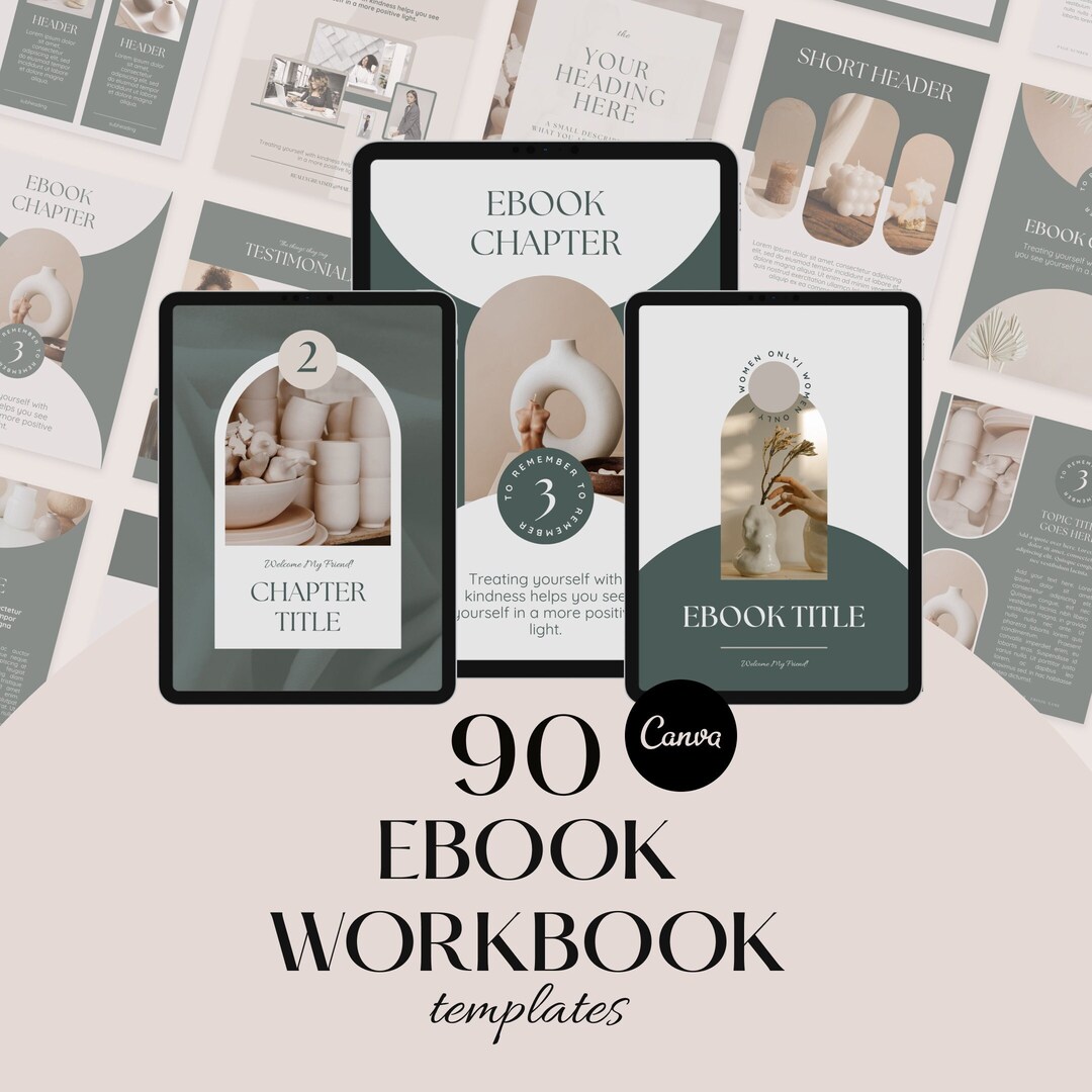 90 Aesthetic Ebook &amp; Workbook Templates | Green Aesthetic | Edit in Canva | Perfect for Small ...