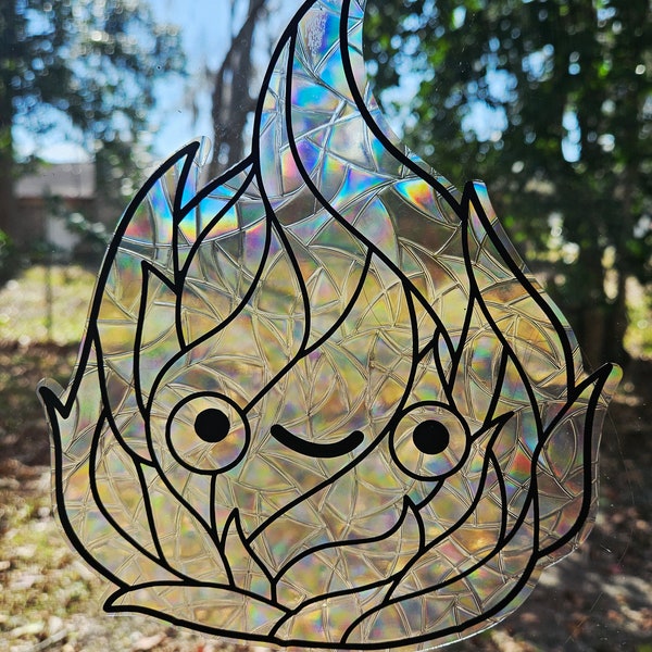 Howls Moving Castle rainbow maker window cling decal - Calcifer