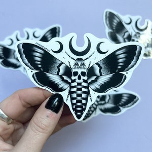 Gothic Death Motte Aufkleber | Tattoo inspirierte Gothic Aufkleber