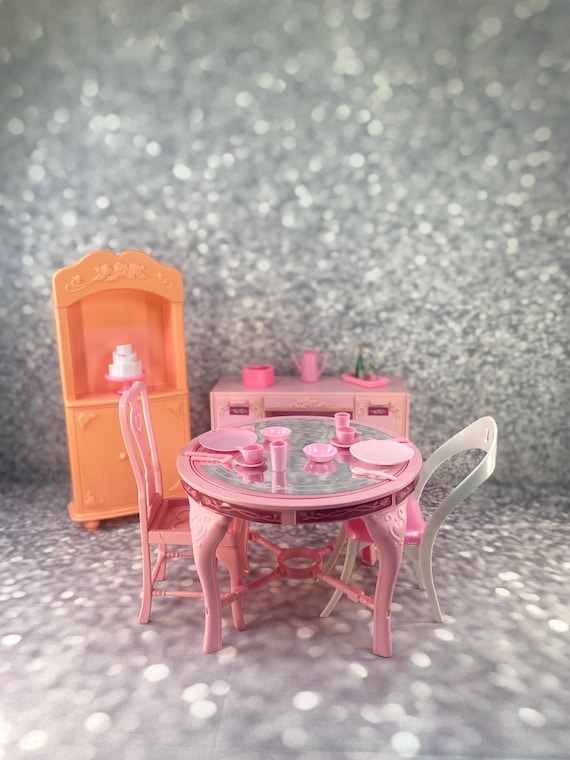 Sweet Roses PJ Dining Room Furniture: 1980s Barbie Dream House