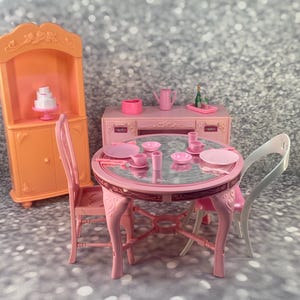 Sweet Roses PJ Dining Room Furniture: 1980s Barbie Dream House Furniture