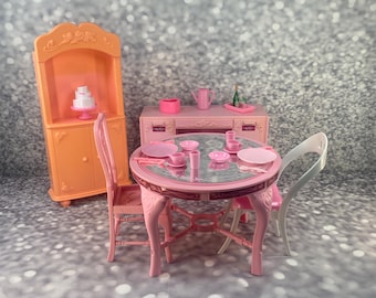 Sweet Roses PJ Dining Room Furniture: 1980s Barbie Dream House Furniture