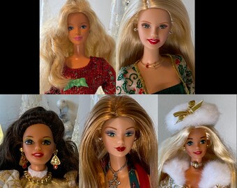 Holiday Barbies From 1992, 1993, 1995, 2000, and 2003