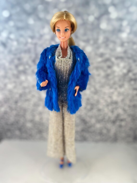 Vintage 1978 Superstar Barbie: Blue Faux Fur & Silver Jumpsuit - Etsy