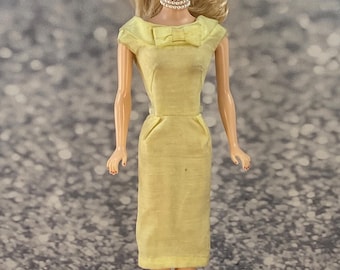 Pale Yellow Silk Sheath : Barbie Vintage Fashion