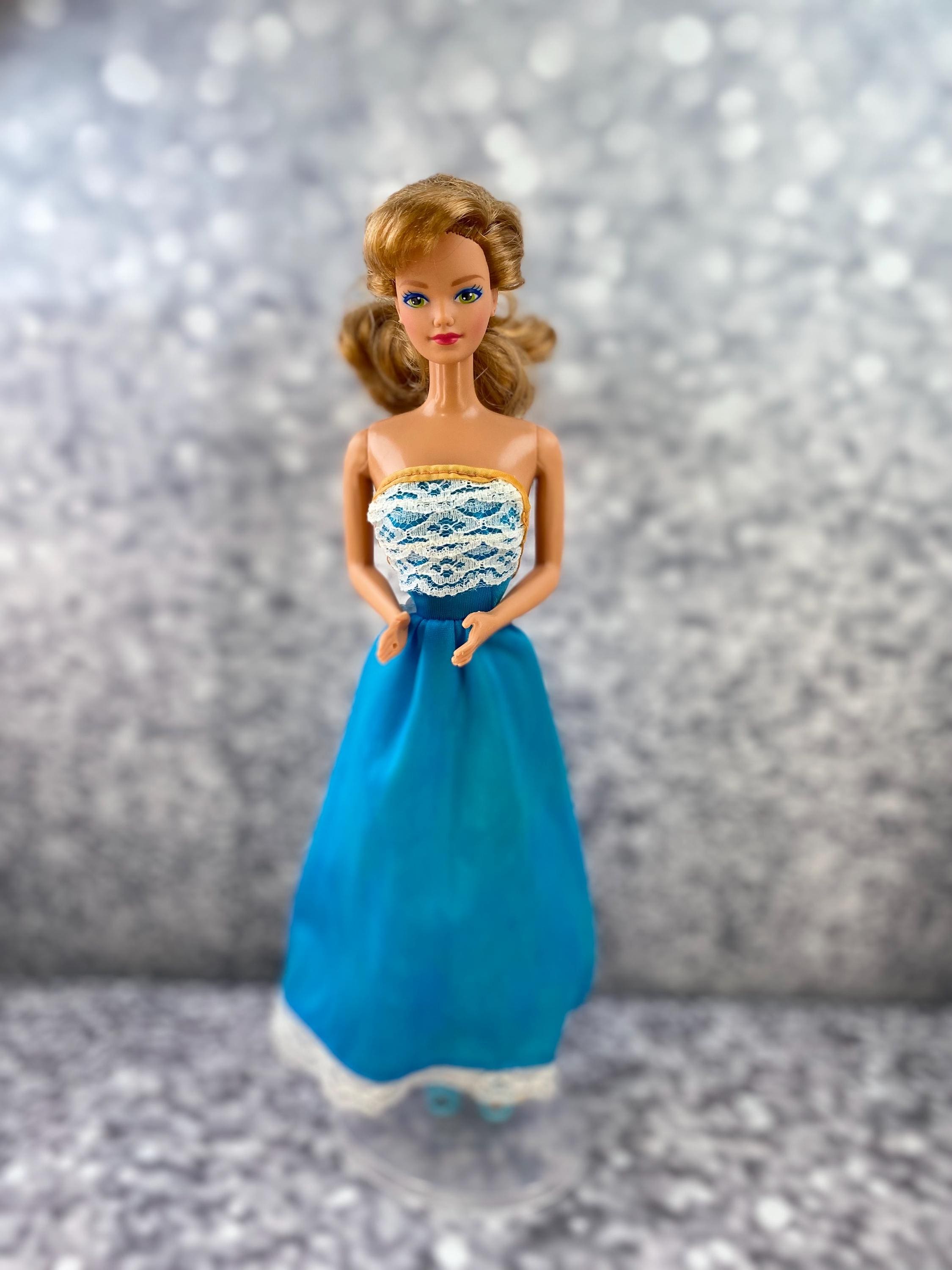 Vintage 1977 Barbie Fashion: Blue Lace Gown