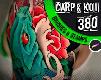 380 Procreate Tattoo Carp Koi Brushes & Stamps (Brushset)