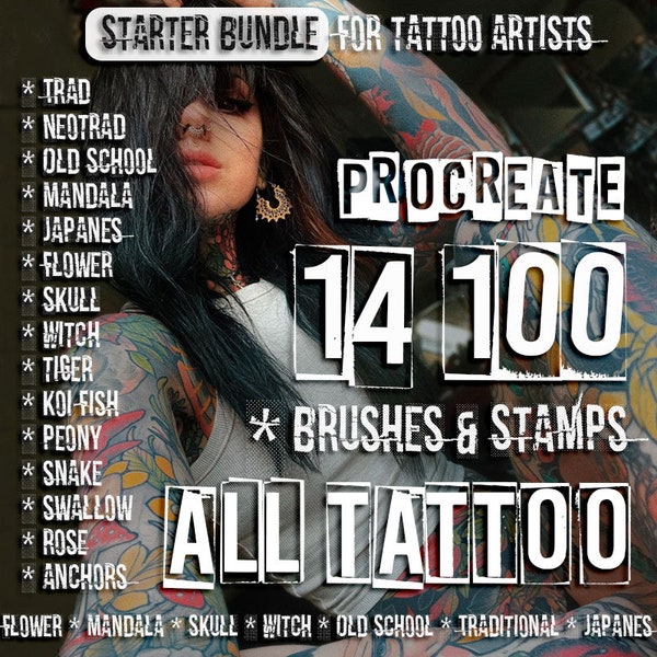 TATTOO >> 14.100 + Die besten Tattoo-Stempel | 183 Tattoo Sets für iPad | Must Have für Tätowierer | Tattoopinsel & Stempel - ALL BUNDLE