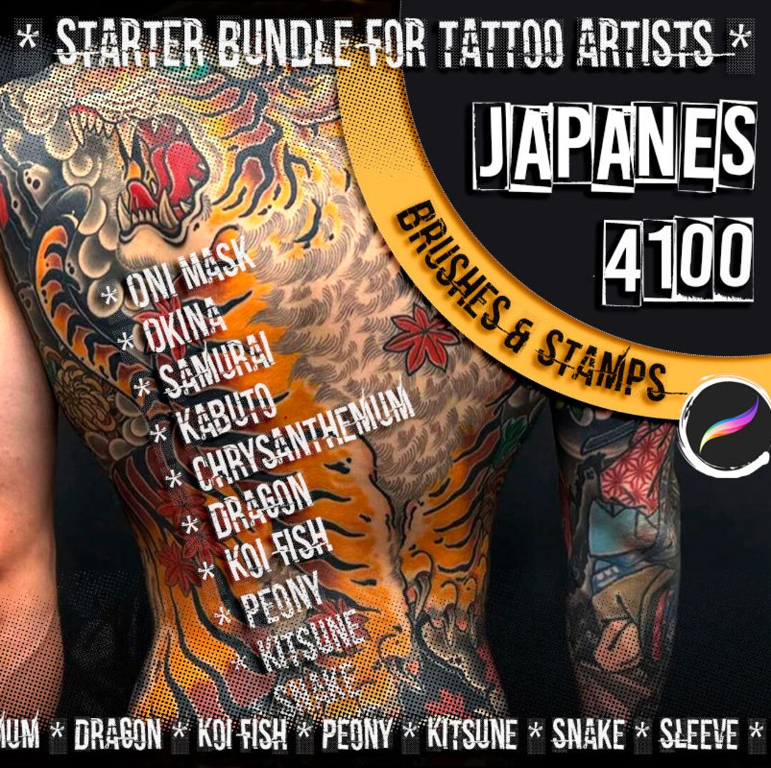 4.100 Japanese Procreate Brushes Digital Product Best Procreate Tattoo Japanese Brushes