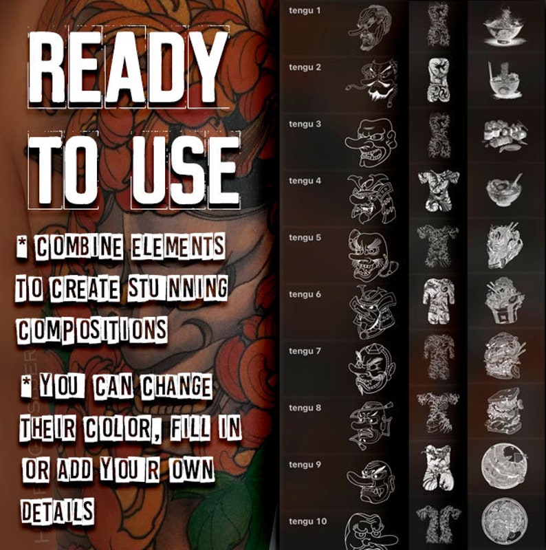 4.100 Japanese Procreate Brushes Digital Product Best Procreate Tattoo